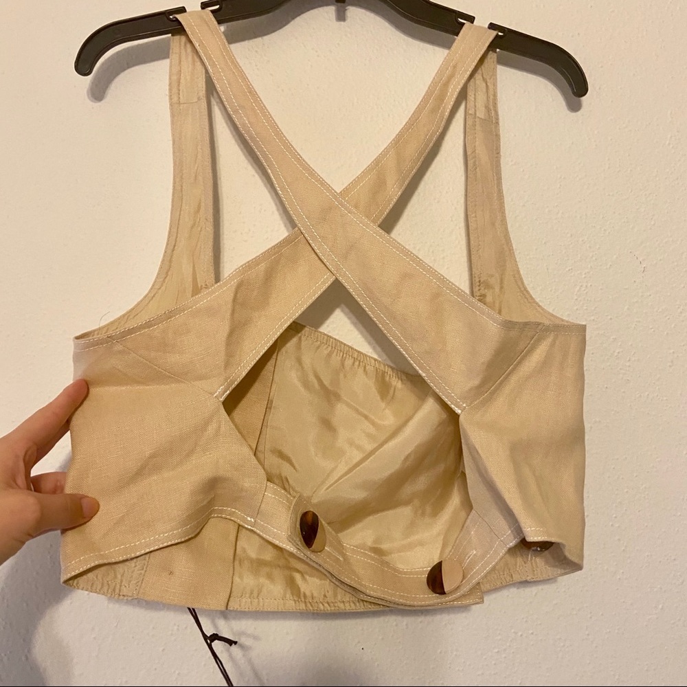 Sold NICHOLAS NEW Linen Pinafore Open Back Tank - Picture 4 of 10